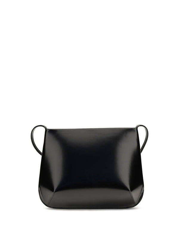 Loge Brushed Leather Crossbody Bag Noir Calf Bos Taurus Shoulder