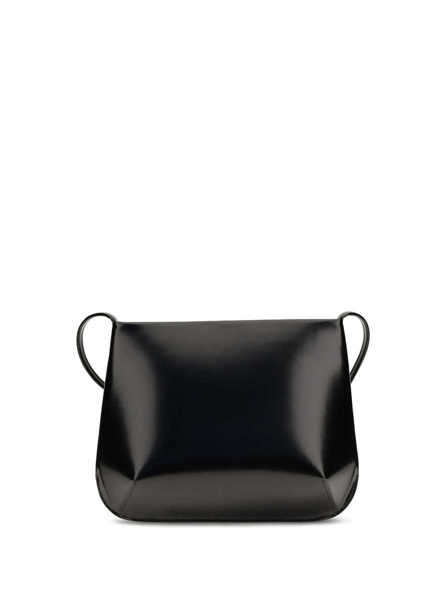 Loge Brushed Leather Crossbody Bag Noir Calf Bos Taurus Shoulder