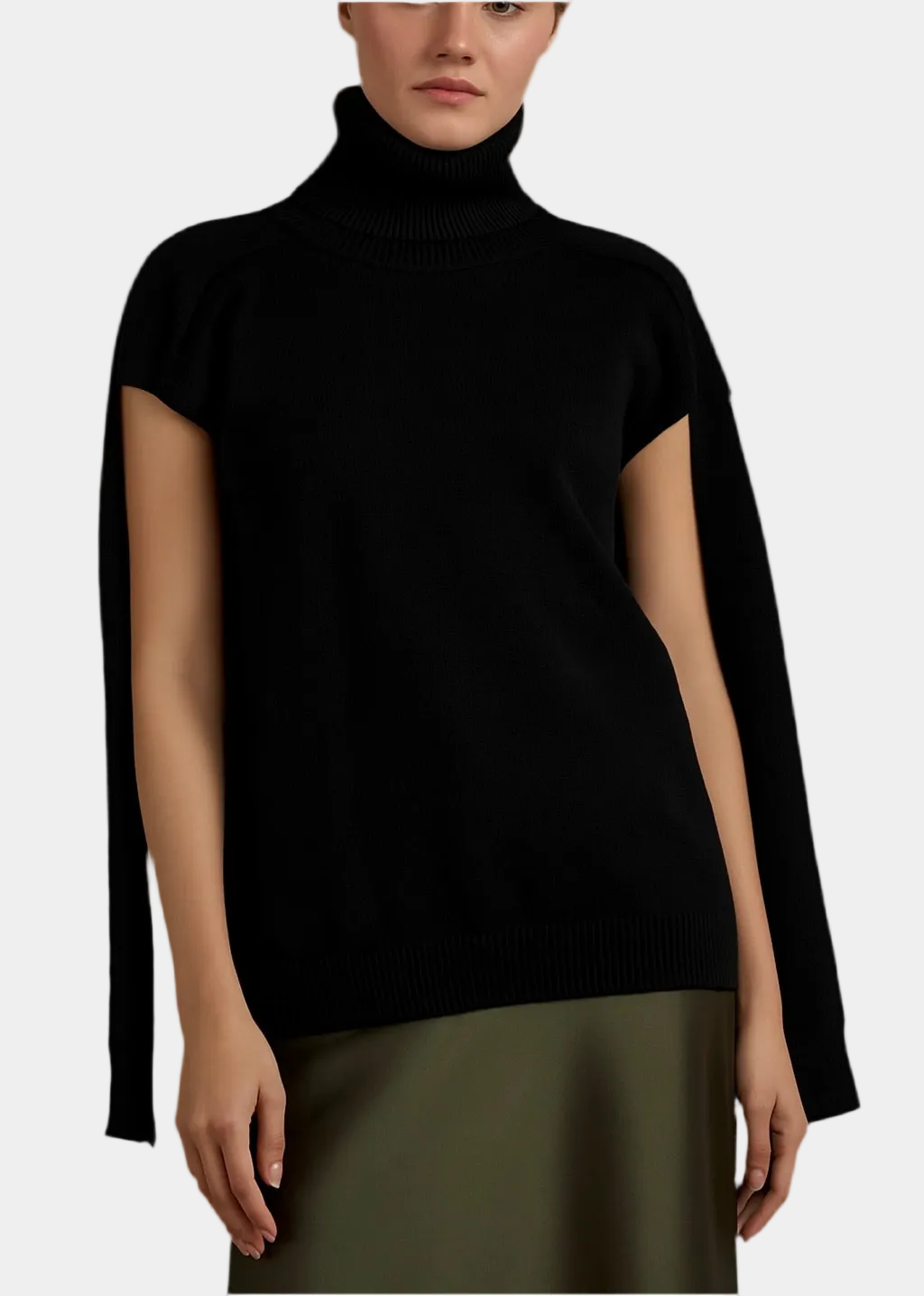 Maglia Misto Cashmere Cut Collo Alto Melanzana 18 Maglieria