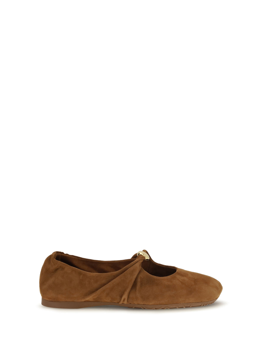 Ballerinas Pebble Soft Suede Goatskin Tan Ballerina Shoes