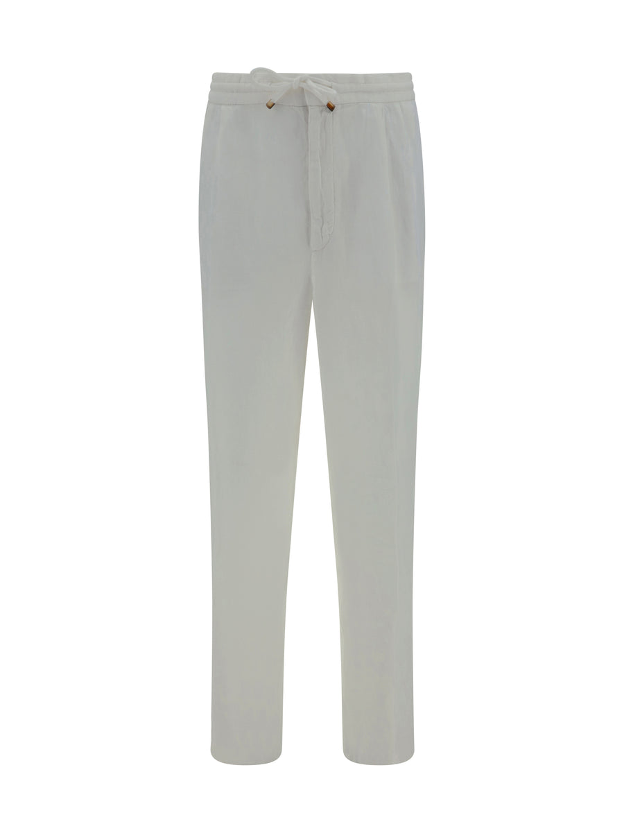 Brunello Cucinelli 100% Linen trousers in white