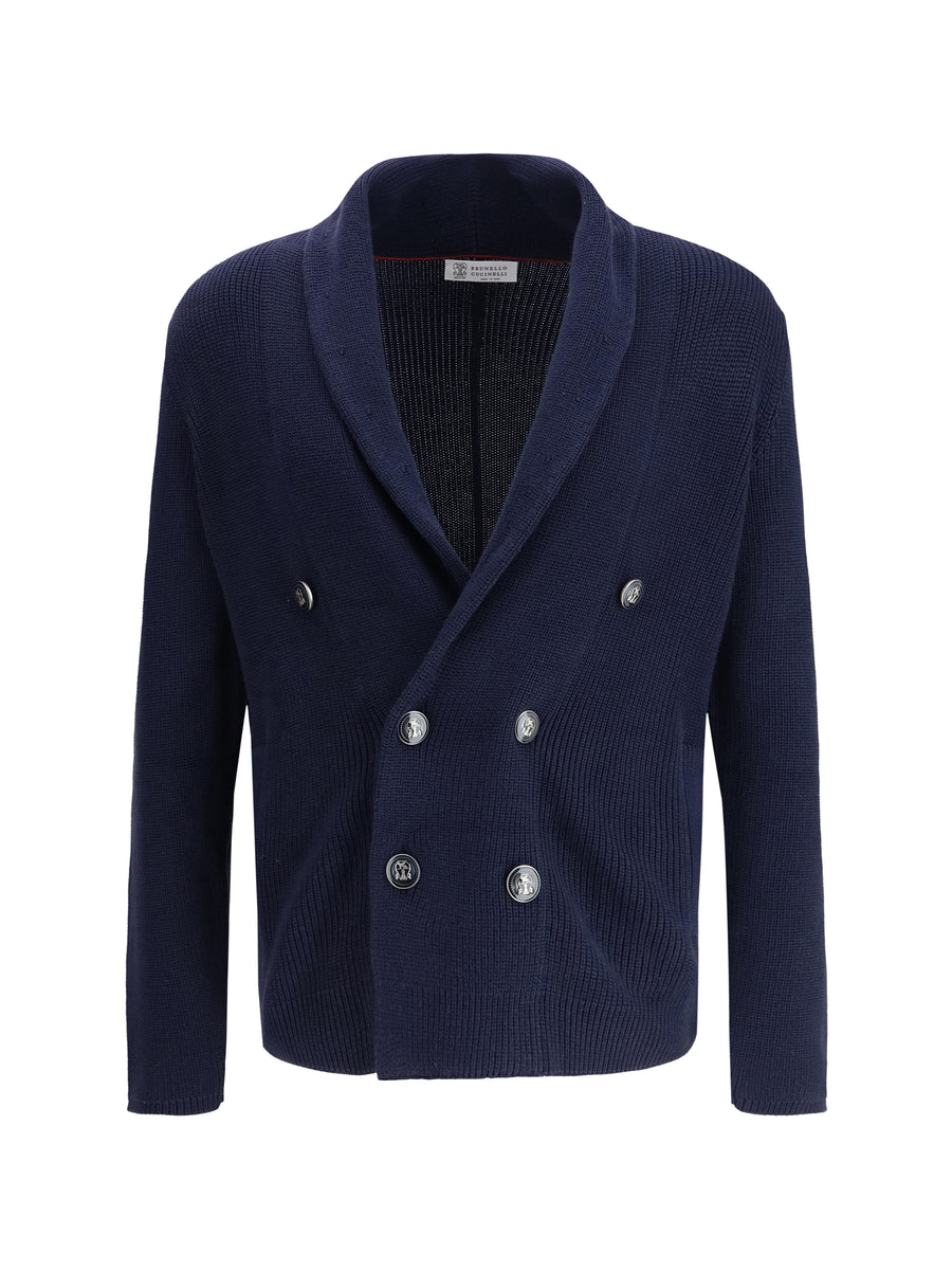 Brunello Cucinelli 100% cotton cardigan in navy
