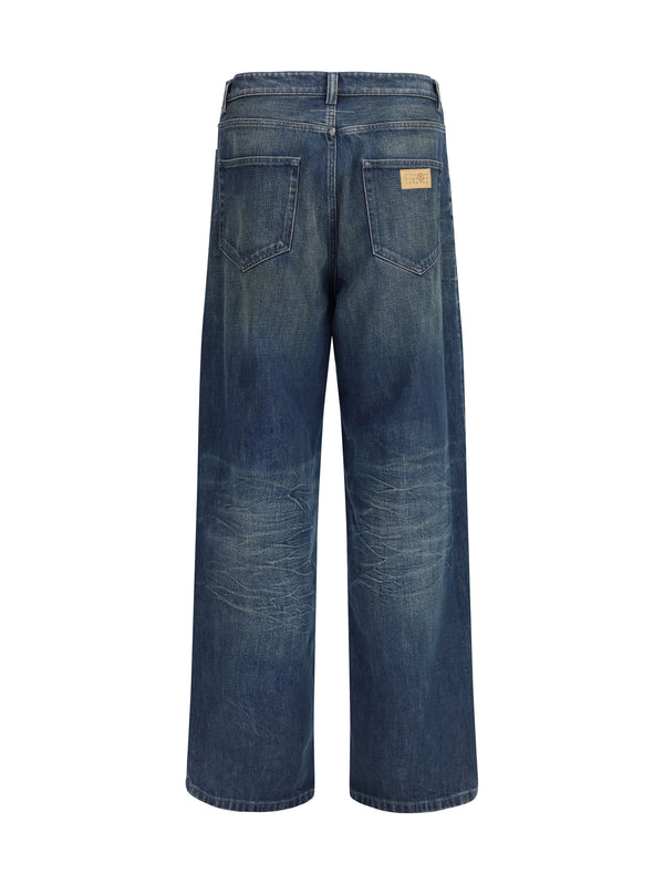 Five-Pocket Pants Dark Blue Cotton Jean