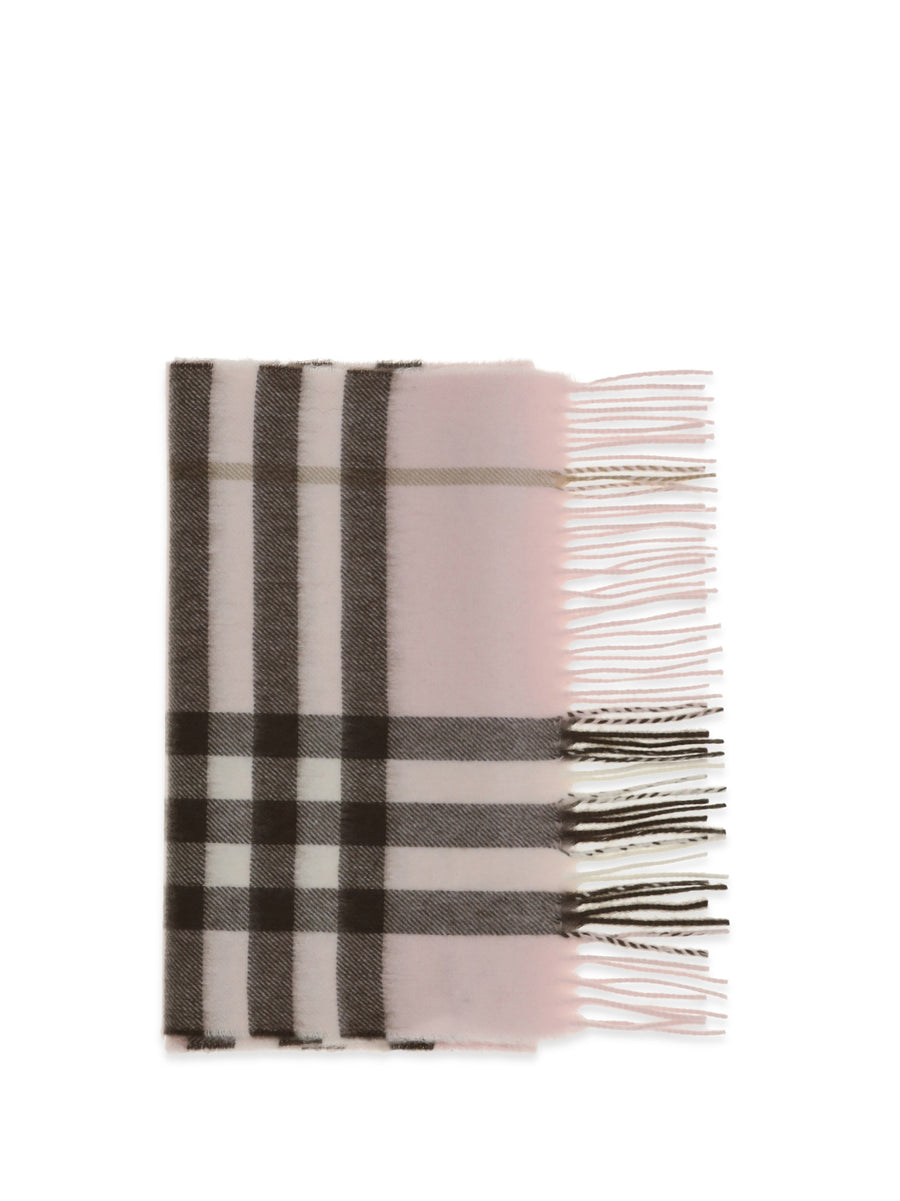 Check Cashmere Scarf Bow Pink Kashmir/capra Hircus