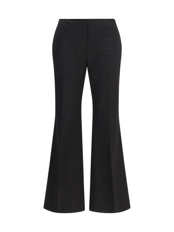 Pants Kick Flare Raw-Edge Black Cotton Trousers