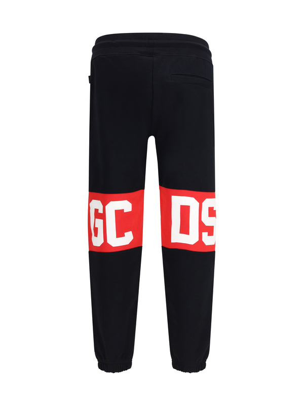 Brushed Cotton Sweatpants Black-Red Black/red Trousers