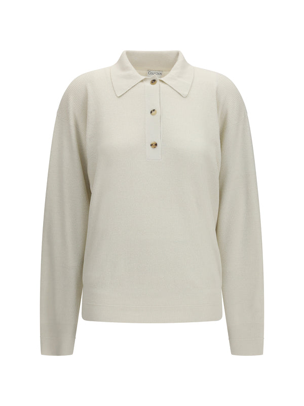 Long-Sleeve Sweater White Silk