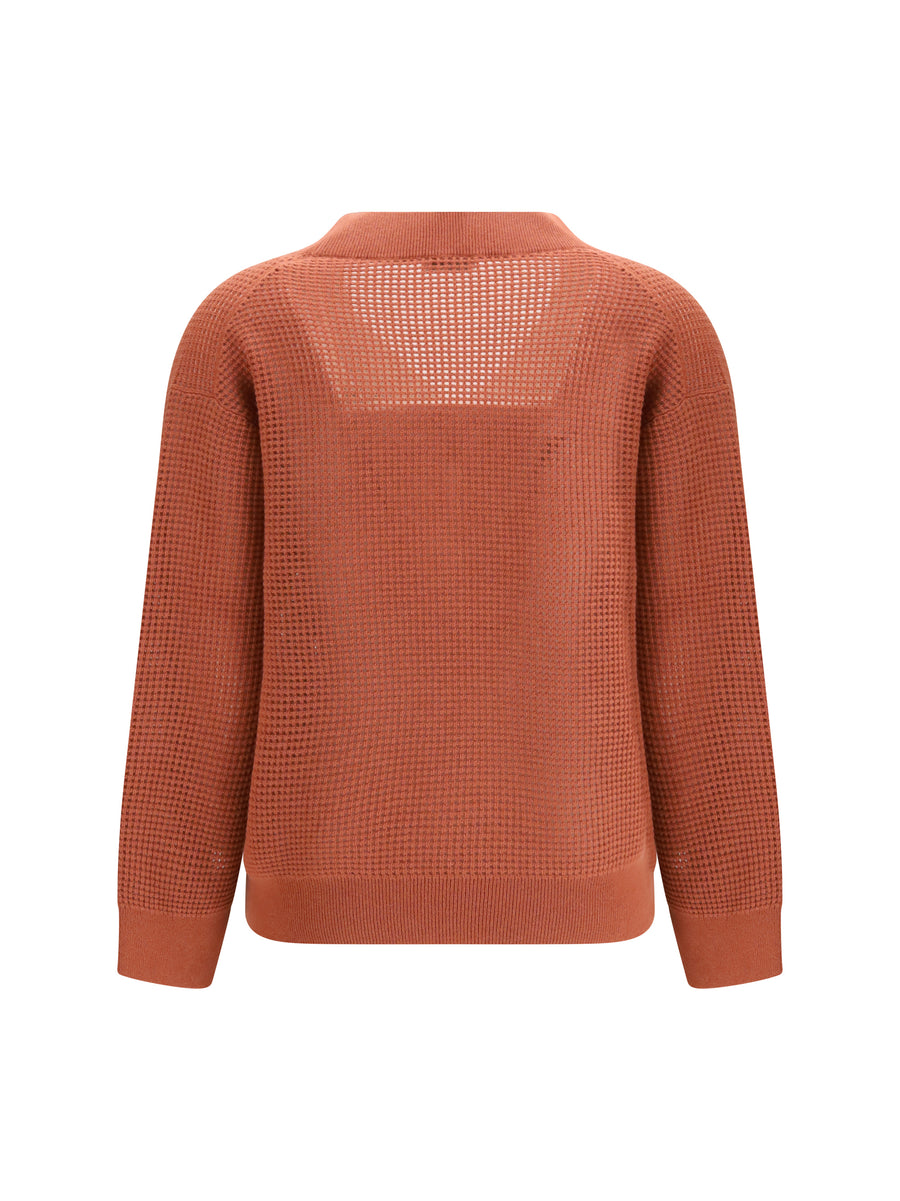 Sweater Cashmere Net Orange Flame-Oyster Flame/oyster