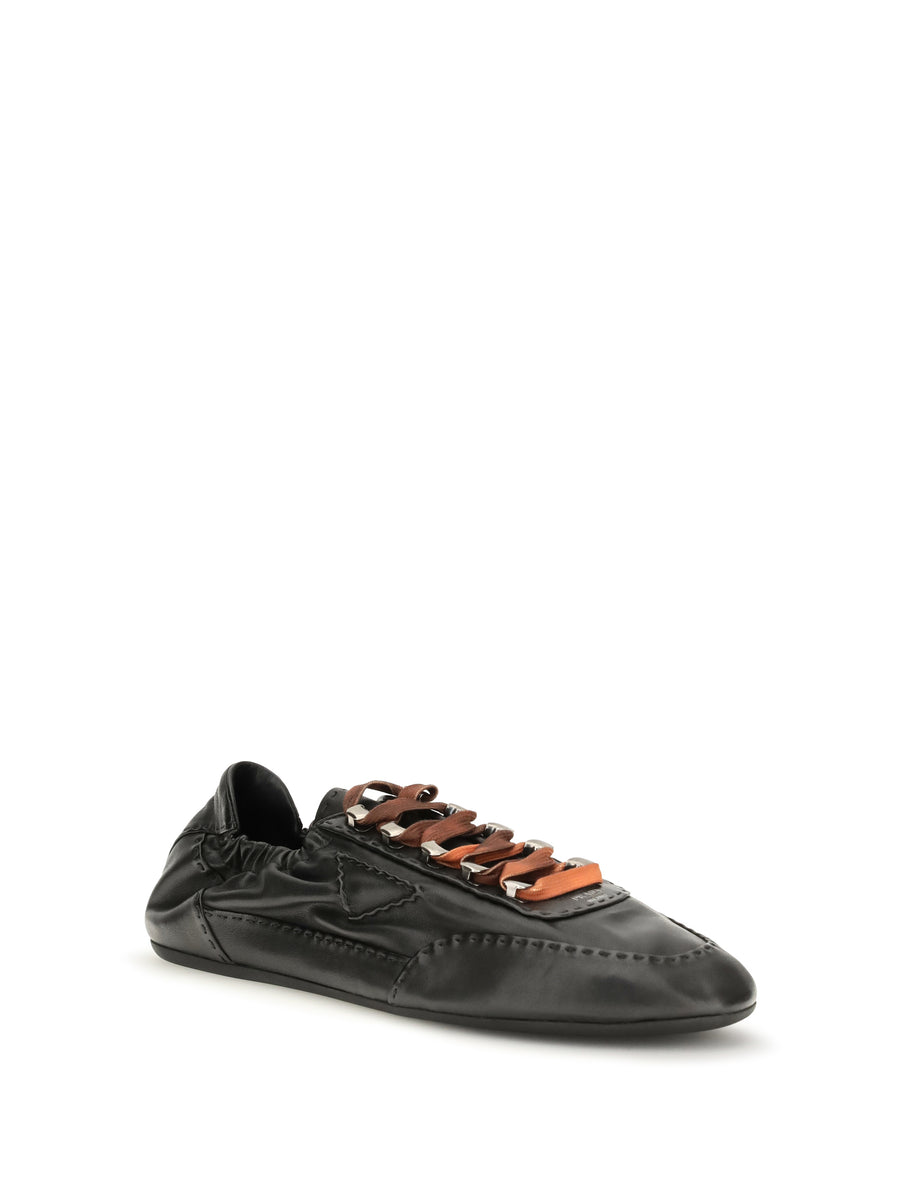 Sneakers Collapse Aged Nappa Leather Black Upper Lamb (ovis Aries) Lace-up Shoes