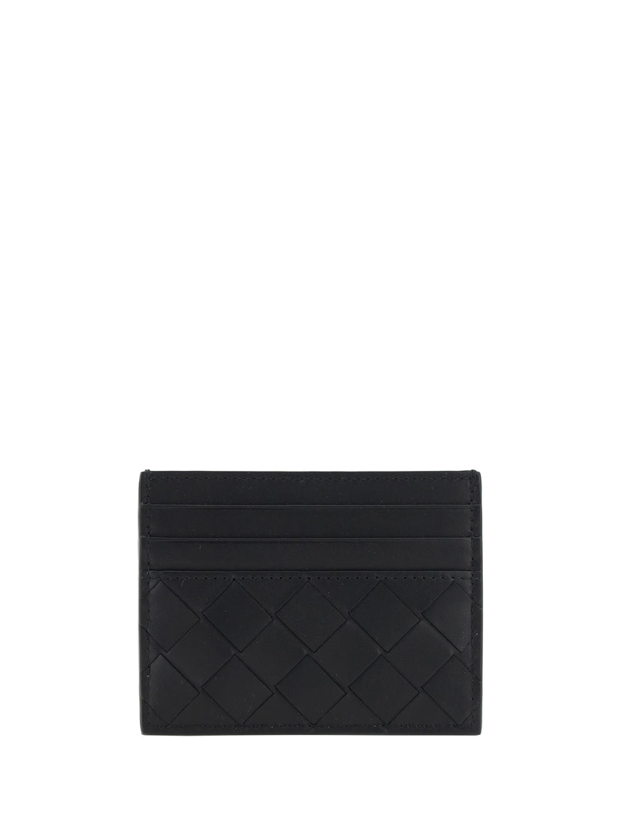 Leather Card Holder Black-Silver Black/silver Calf Phone Cases & Technology