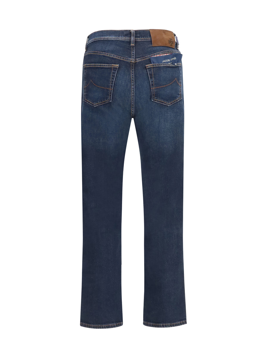Jeans Straight-Leg Denim Blue Cotton