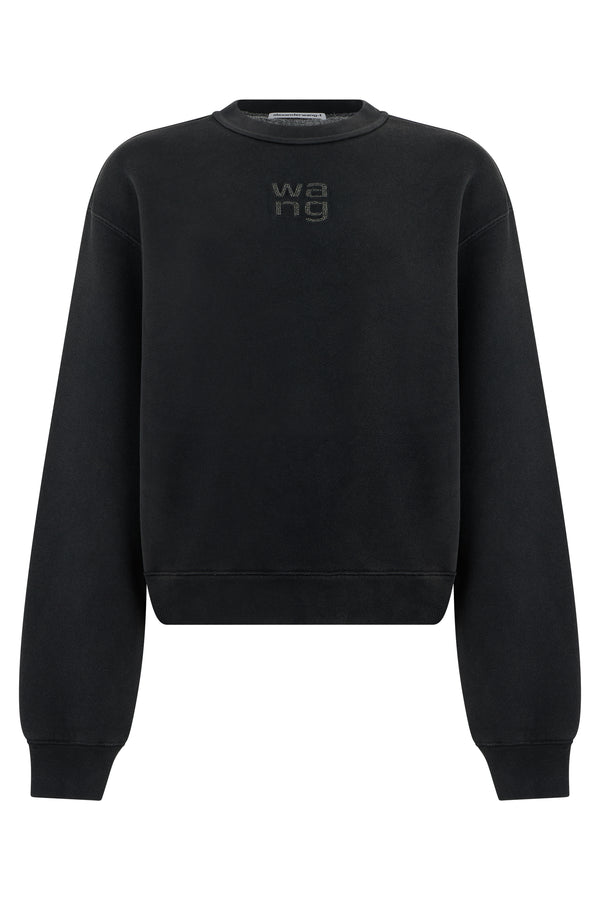 Crewneck Sweatshirt Black Cotton Sweatshirts