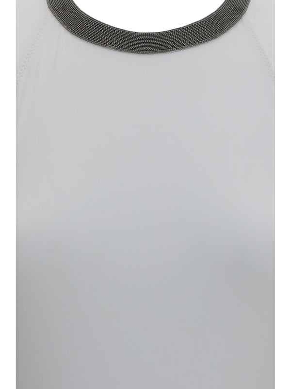 One-Piece Swimsuit With Monili Embellishment White Polyamide Swimwear