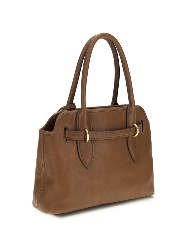 Handbag Aventure Oak Brown Lambskin Handbags