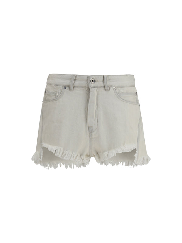 Rick Owens 100% Cotton denim shorts in white