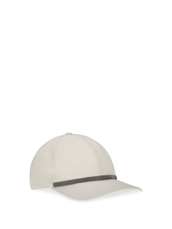 Baseball Cap With Monili Embellishment Natural Cotton Hat