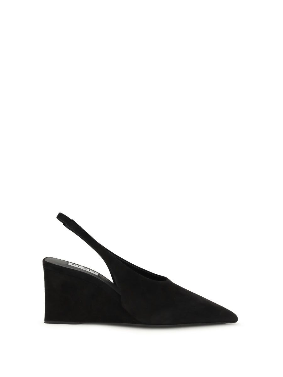 Pumps Cube Wedge Slingback Black Goatskin (hircus Goatskin)
