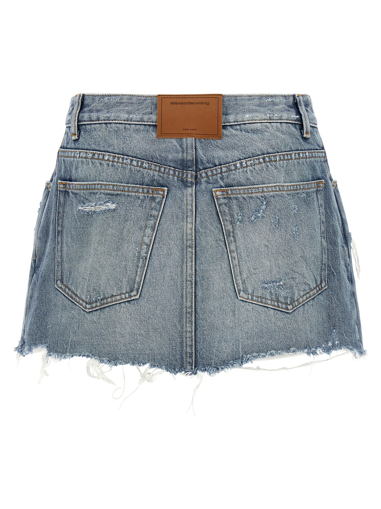 Double Layer Denim Skort Light Blue Cotton Bermuda, Short