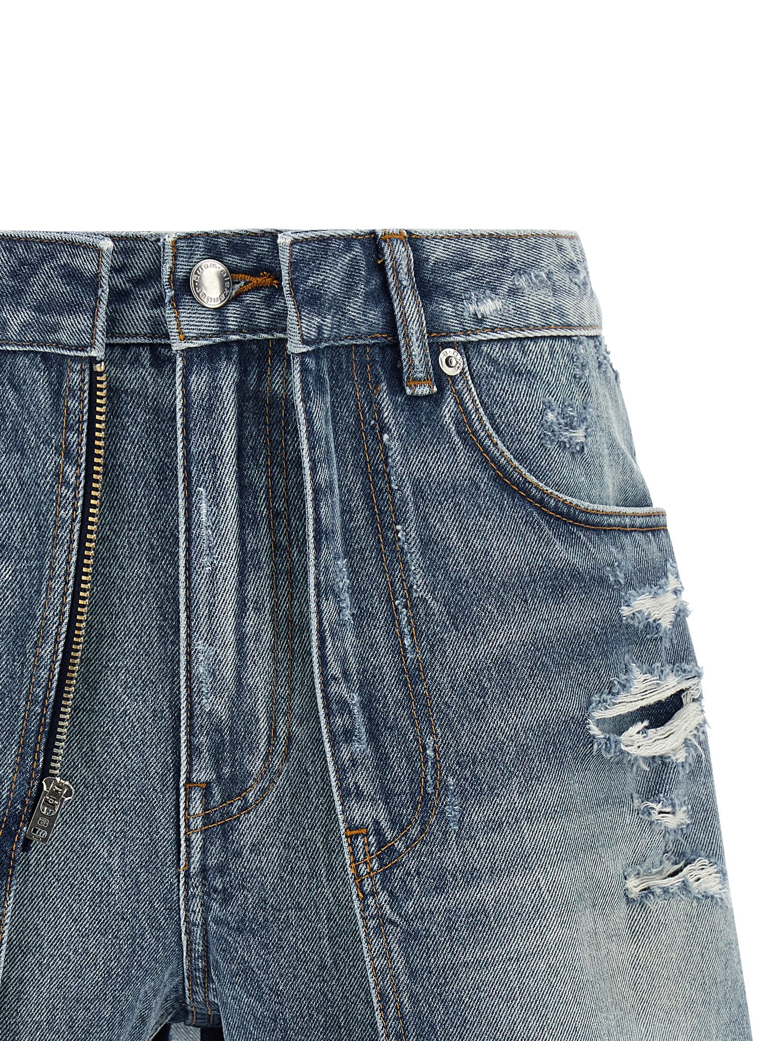 Double Layer Denim Skort Light Blue Cotton Bermuda, Short