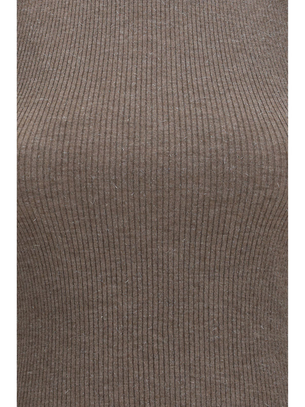 Sleeveless Turtleneck Knit Top Brown Cashmere (capra Hircus) Blazers