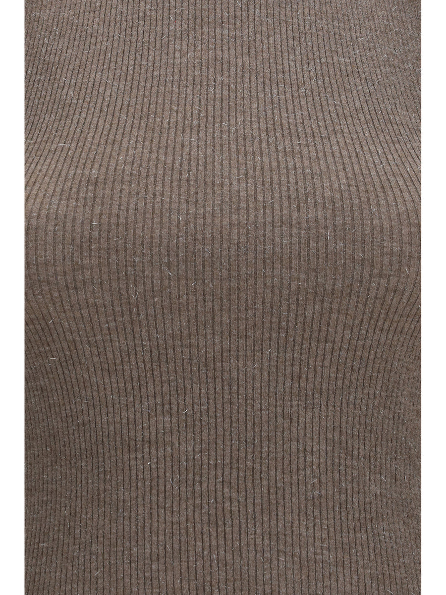 Sleeveless Turtleneck Knit Top Brown Cashmere (capra Hircus) Blazers