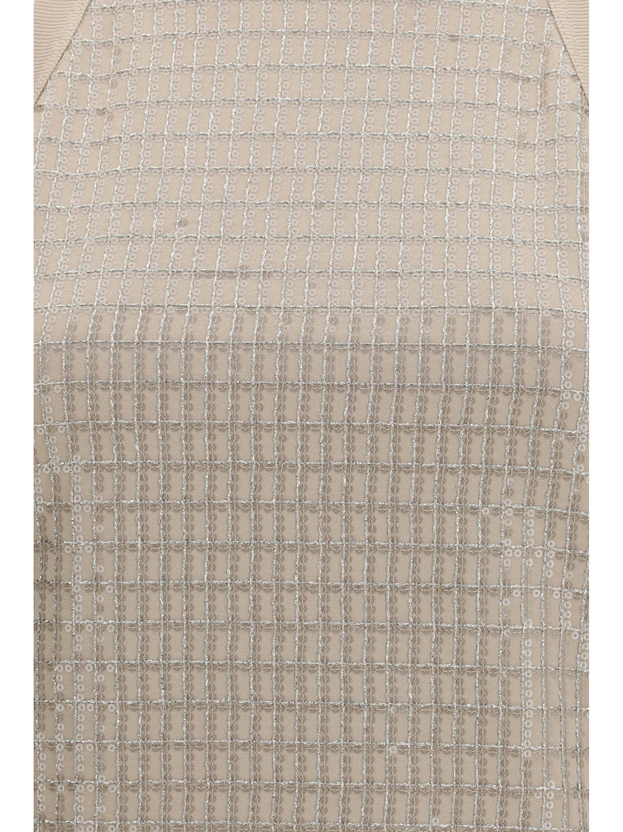 Cotton Top With Luminous Embroidery Talc Tops