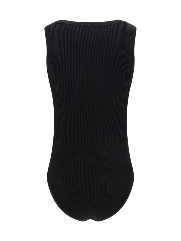Bodysuit Ribbed Viscose Black Tops