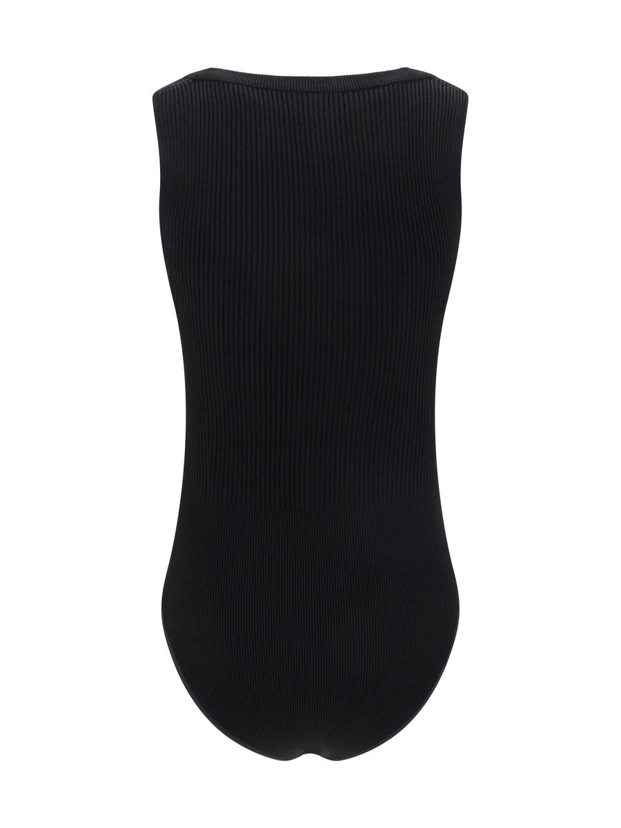 Bodysuit Ribbed Viscose Black Tops