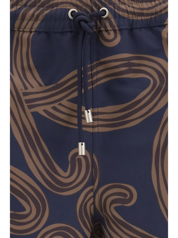 Technical Swim Shorts Navy-Brown Navy/brown Polyester Beachwear