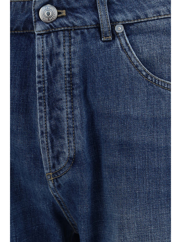 Jeans Straight Five-Pocket Medium Denim Upper: Cotton Trousers