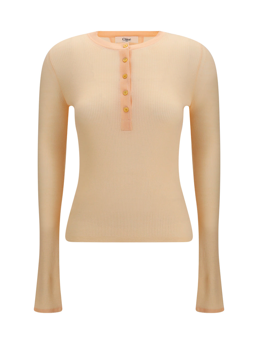 Ribbed Wool Sweater Bleached Orange (ovis Aries)