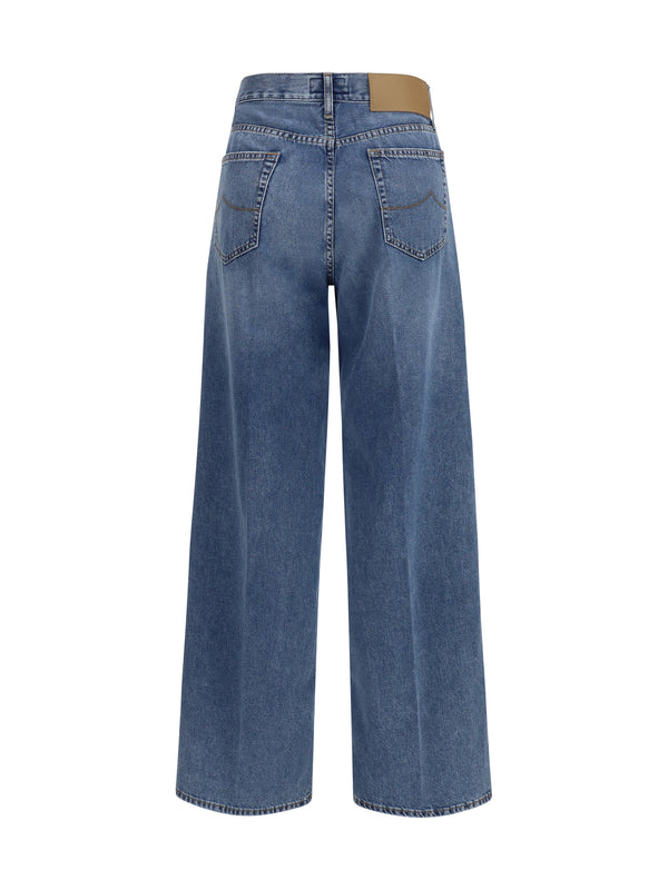 Jeans Wide 5-Pocket Medium Blue Cotton
