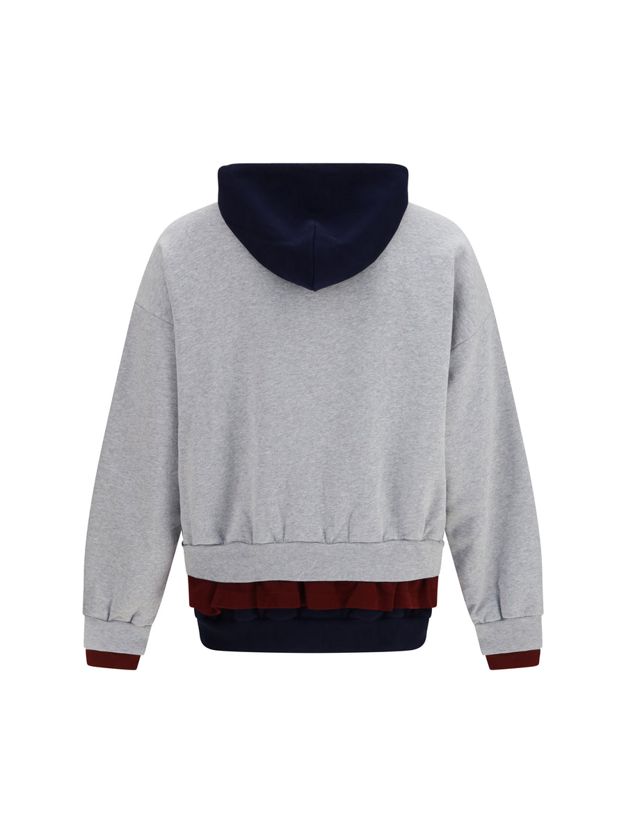 Hoodie Three-Layer Heather Grey Cotton Knitwear