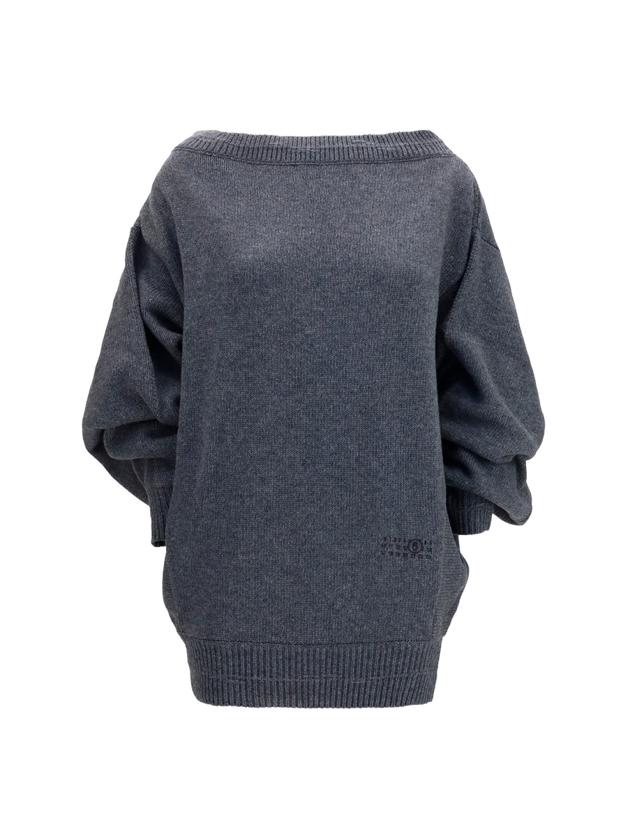 MM6 Maison Margiela 80% Merino Wool Ovis Aries mini dress in gray