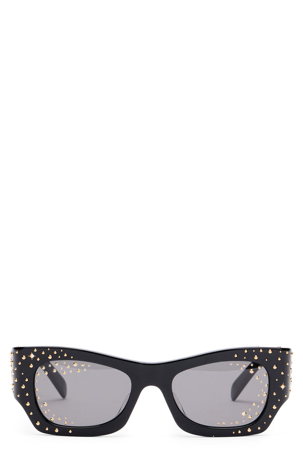 Black Sunglasses With Gold Details Acetate