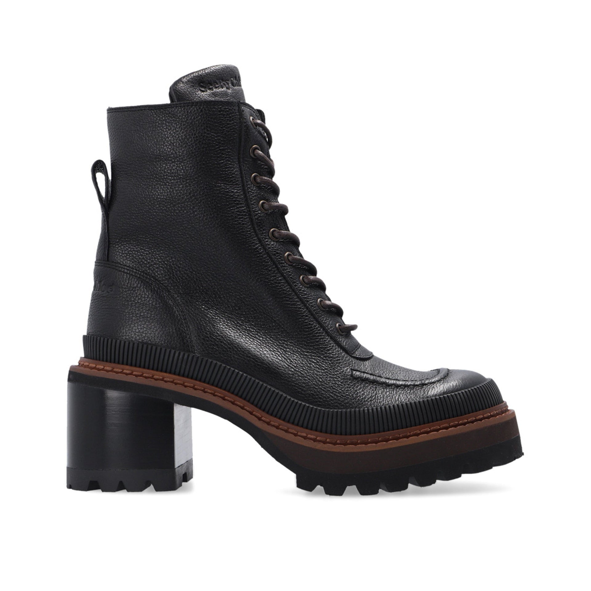 See By Chloe Mahalia Leather Lace-Up Boots Black Calf