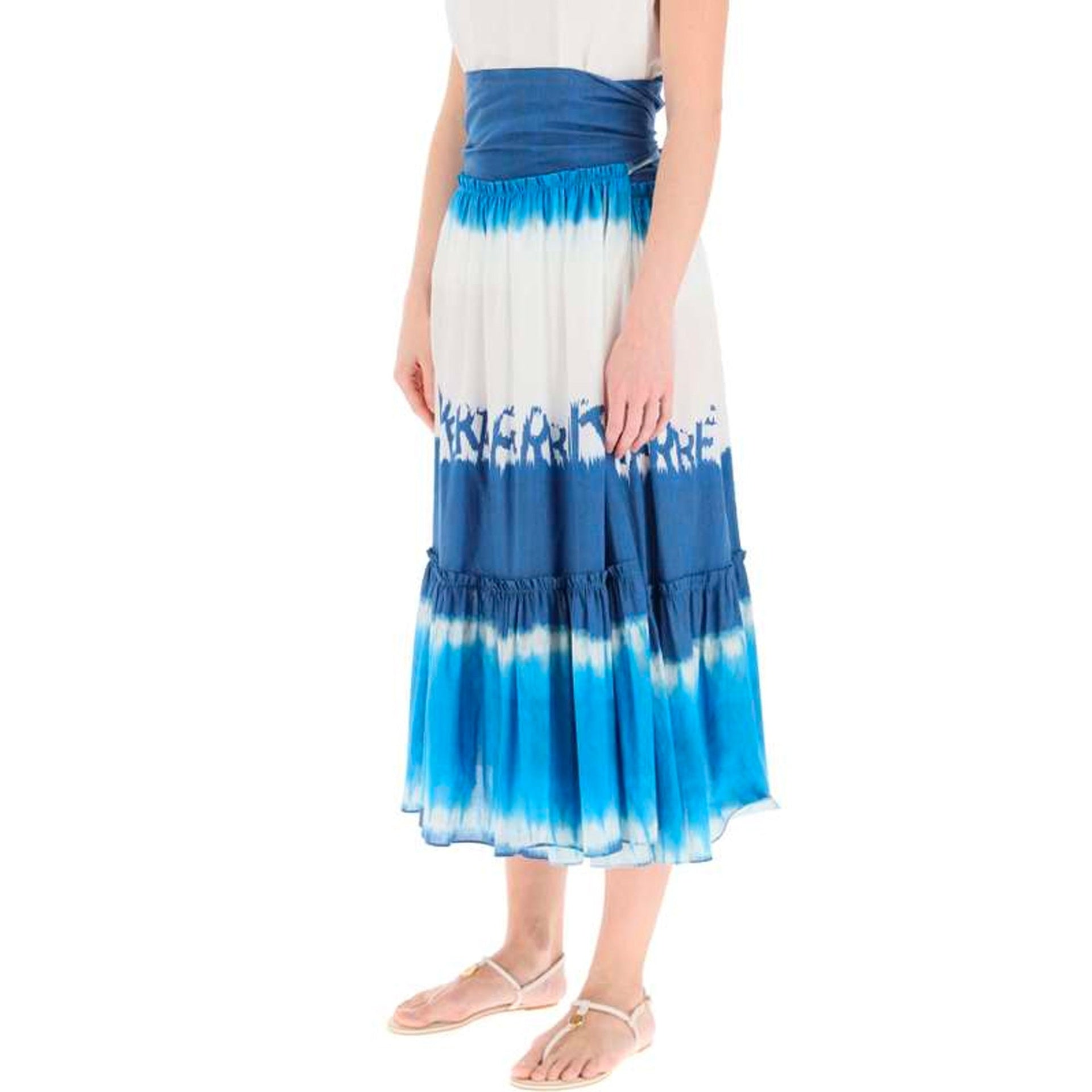 Tie Dye Midi Skirt Blue Cotton