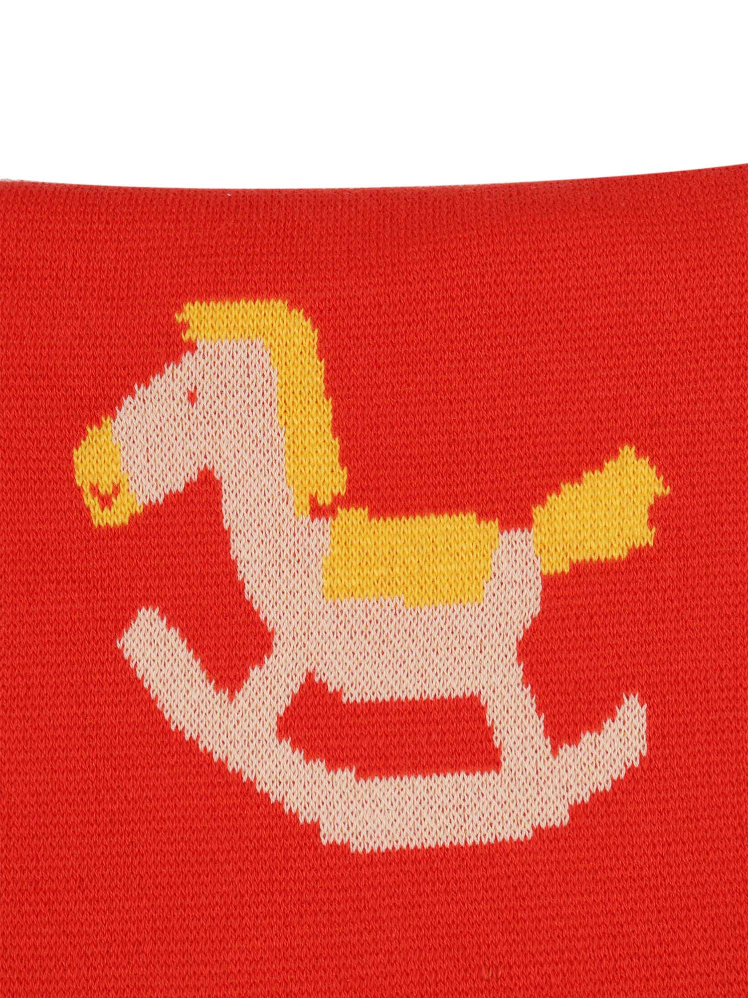 Rocking Horse Knitted Gift Set Red Organic Cotton Box Regalo