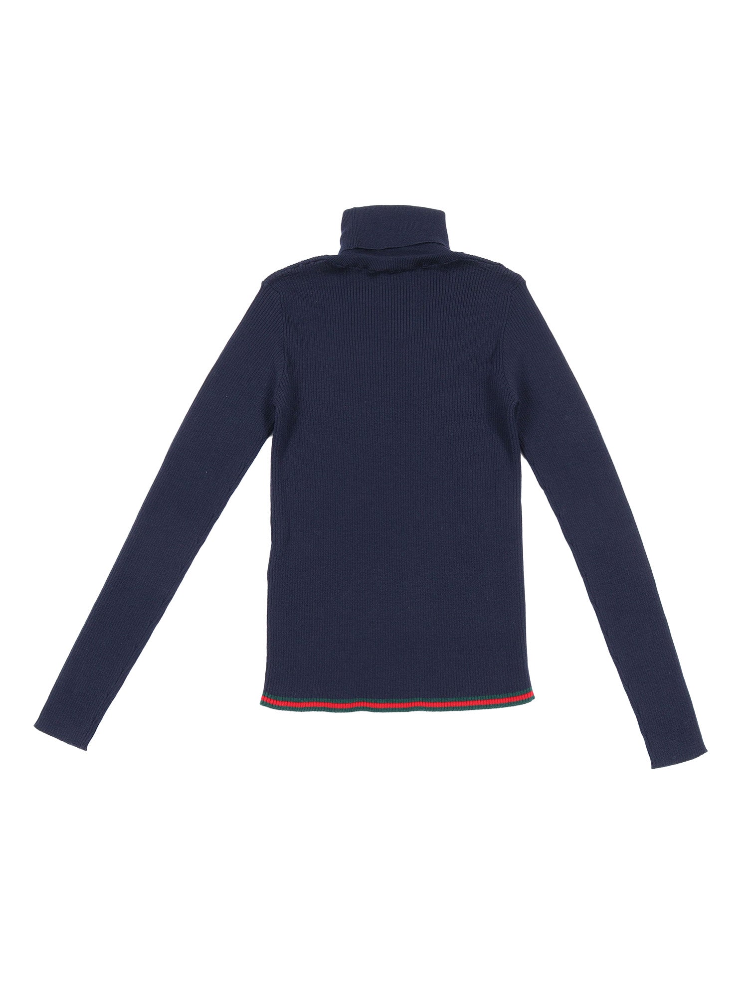 J L-S Turtleneck Wool Rib St W Blue