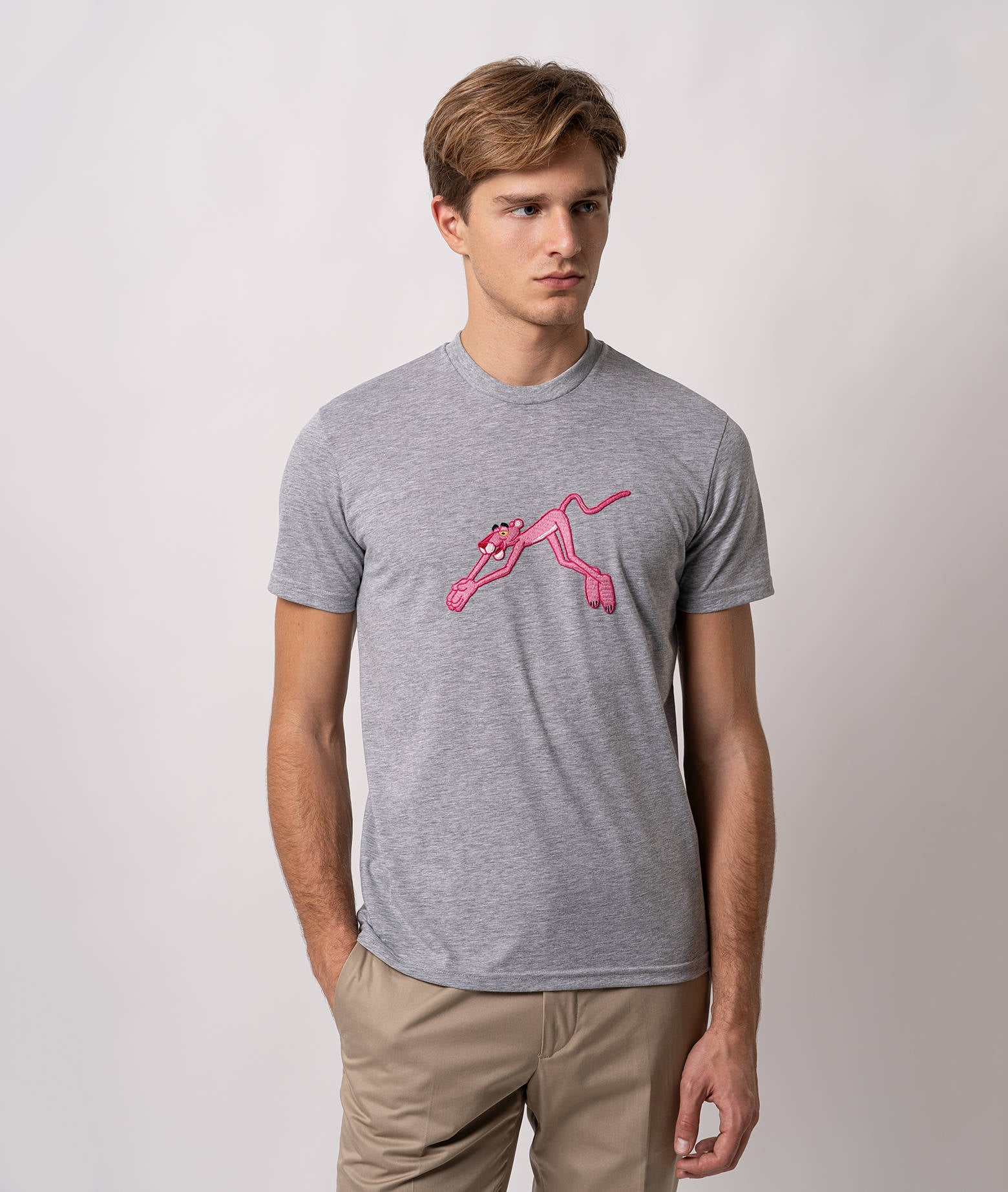 T-Shirt Pink Panther Black Round Neck