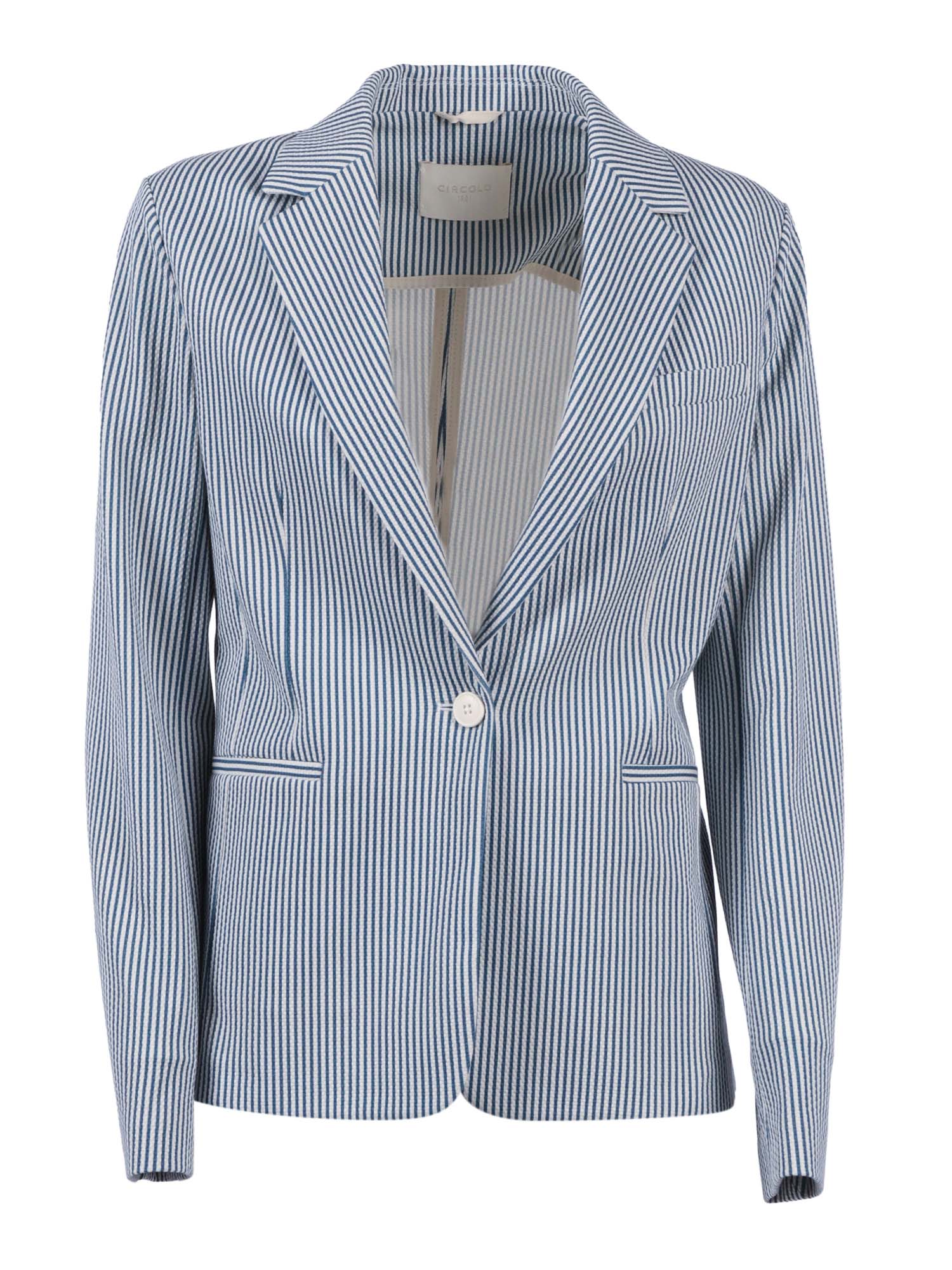 Slim Fit S.print Blue Cotton Elastane Jacket