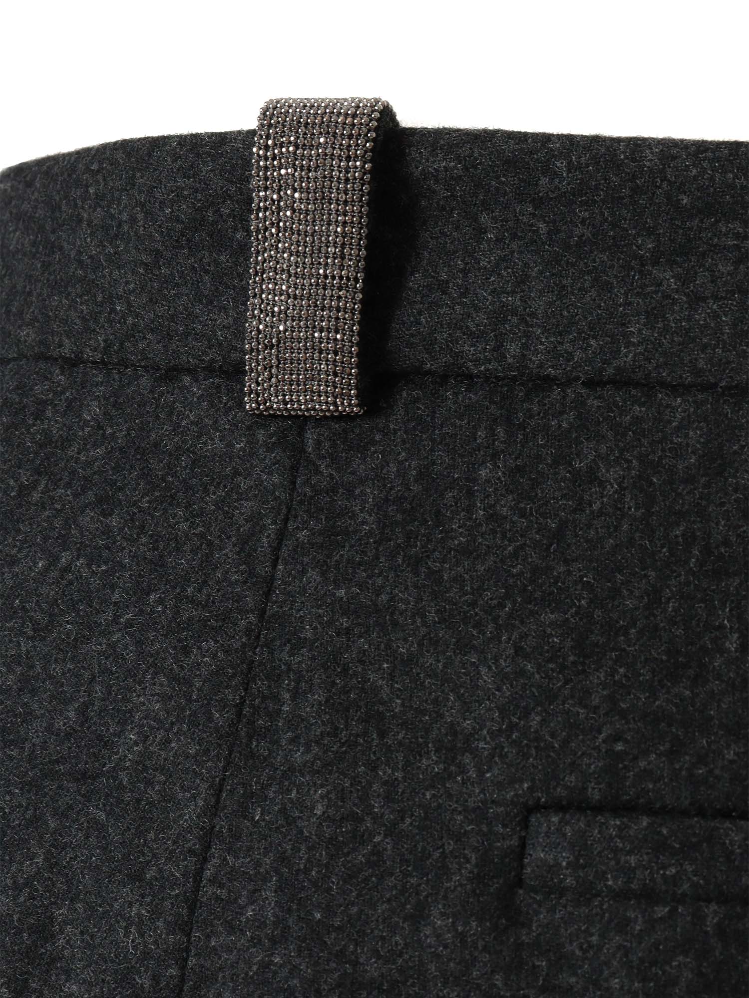 Flannel Regular Fit Trousers With Filo Diamante Detail Grey Virgin Wool Cashmere Elastane