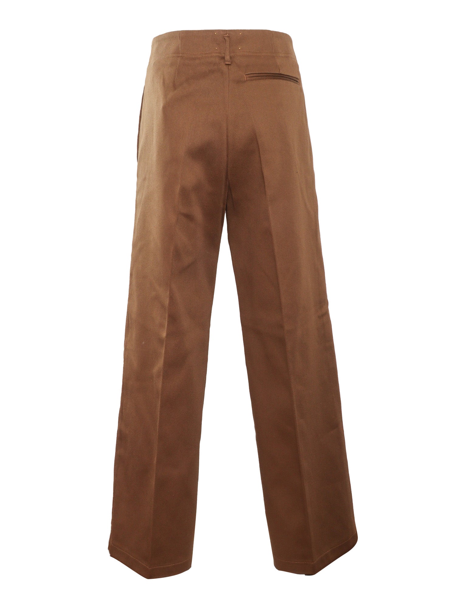 Heavy cotton cover stright leg trousers Brown Pant