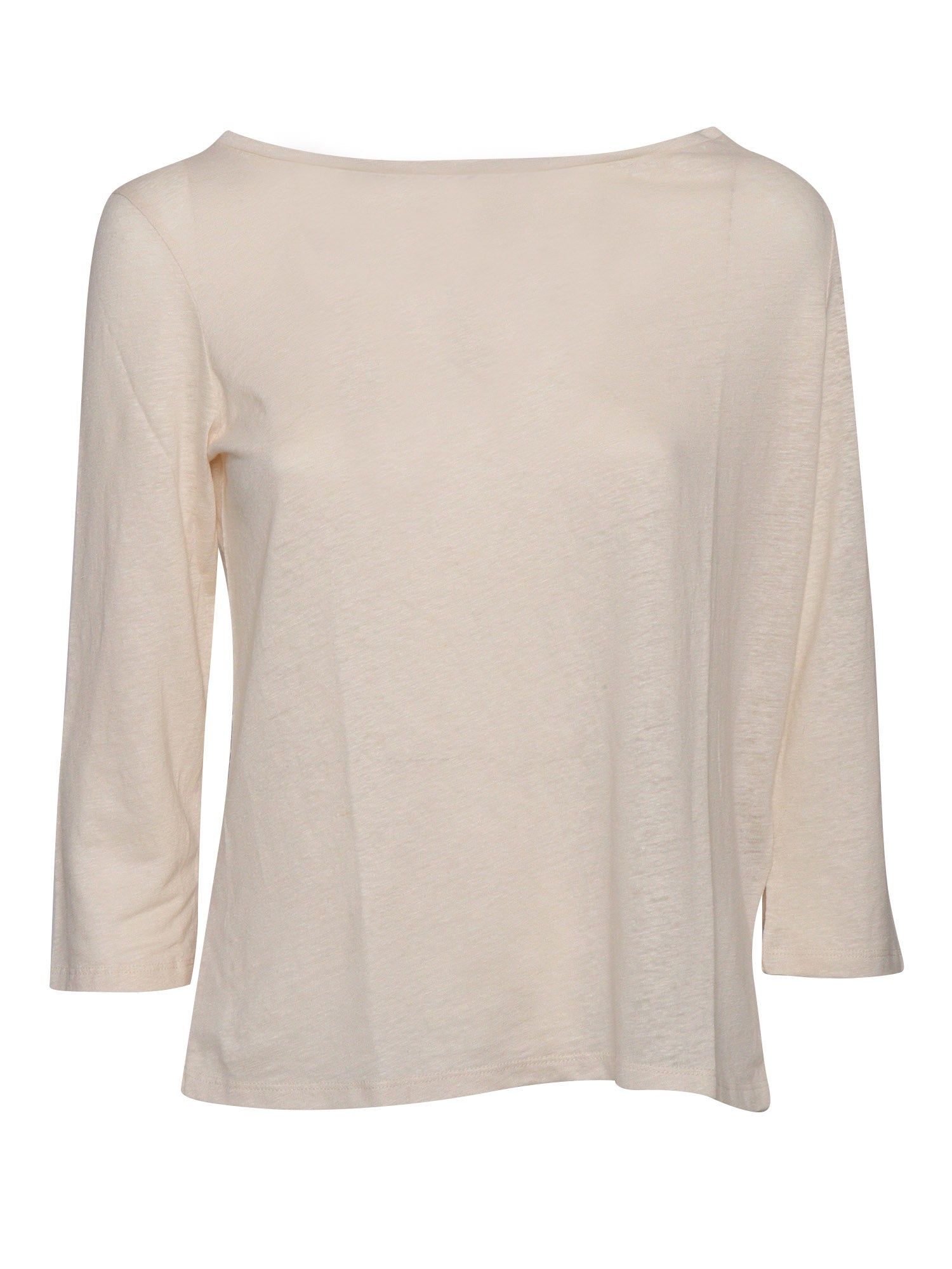 3-4 SLEEVE T-SHIRT White Linen Elastane Short Sleeves
