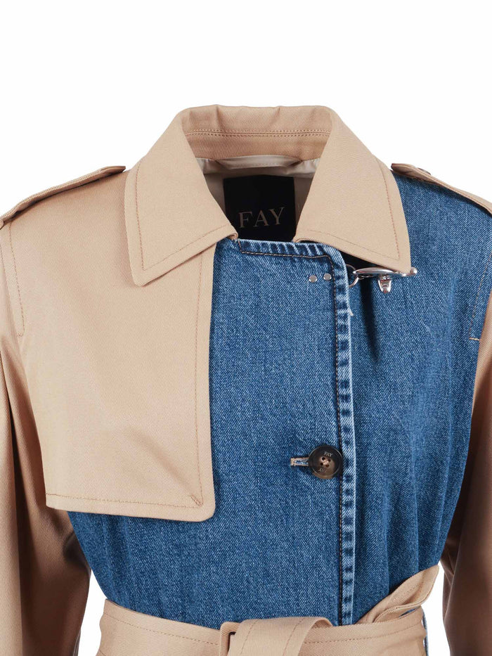 OVERSIZED DOUBLE-BREASTED TRENCH COAT Blue Cotton Trench-raincoat