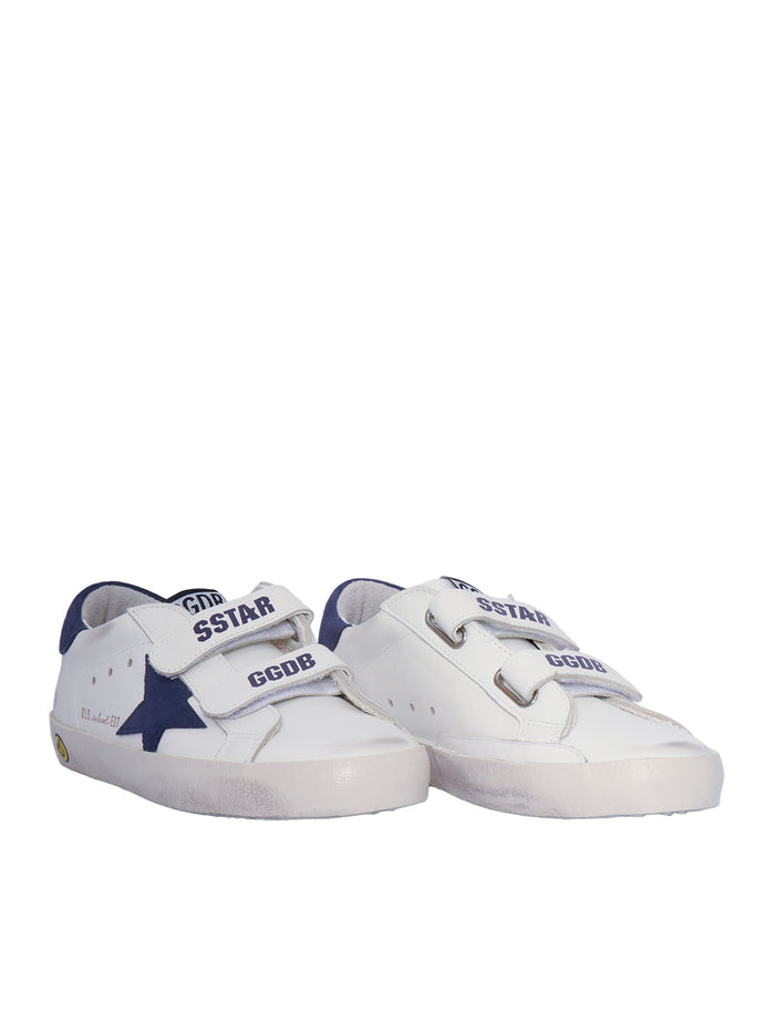 Old School Leather Upper Suede Star And Heel White Kid Sneaker