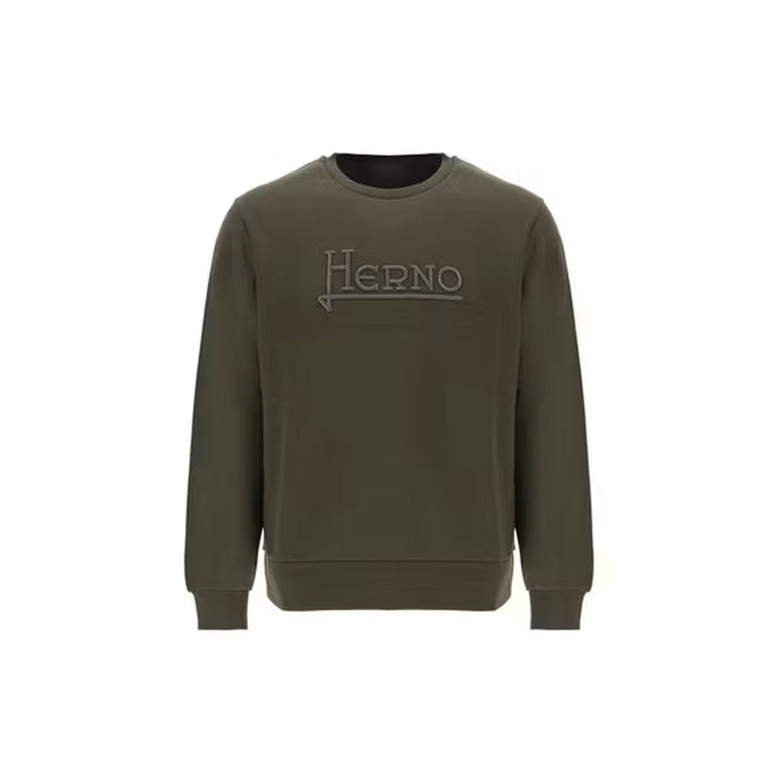 Herno Logo Sweatshirt Green Cotton Elastane