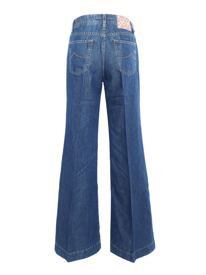 Blue flared jeans Cotton Linen