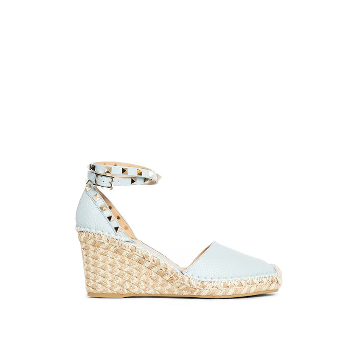 Garavani Rockstud Wedge Sandals Blue Calf Leather