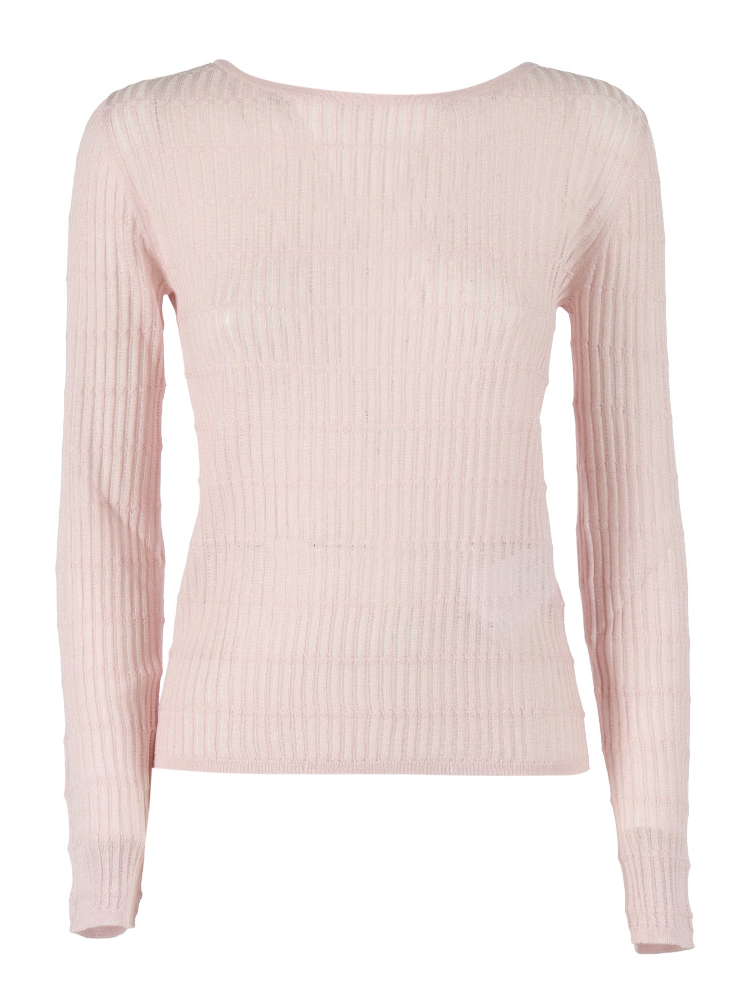 SWEATER Pink Silk Wool Crewneck
